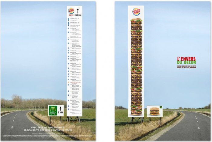 Бренды спародировали длинные билборды McDonald's и Burger King